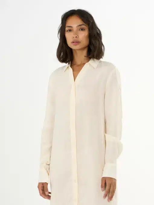 Knowledge Cotton Apparel Classic Linen Dress Buttercream