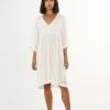 Knowledge Cotton Apparel Cotton Crepe A-Shape Dress Snow White