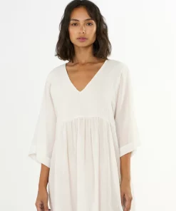 Knowledge Cotton Apparel Cotton Crepe A-Shape Dress Snow White