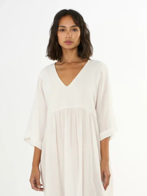 Knowledge Cotton Apparel Cotton Crepe A-Shape Dress Snow White