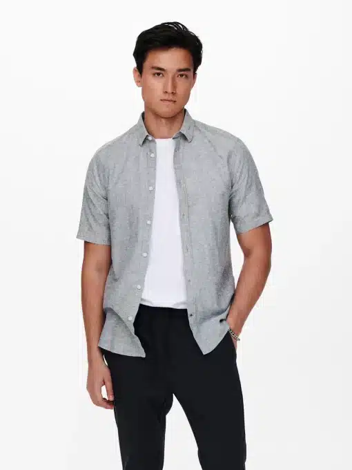 Only & Sons Caiden Life Linen Solid Shirt Blue