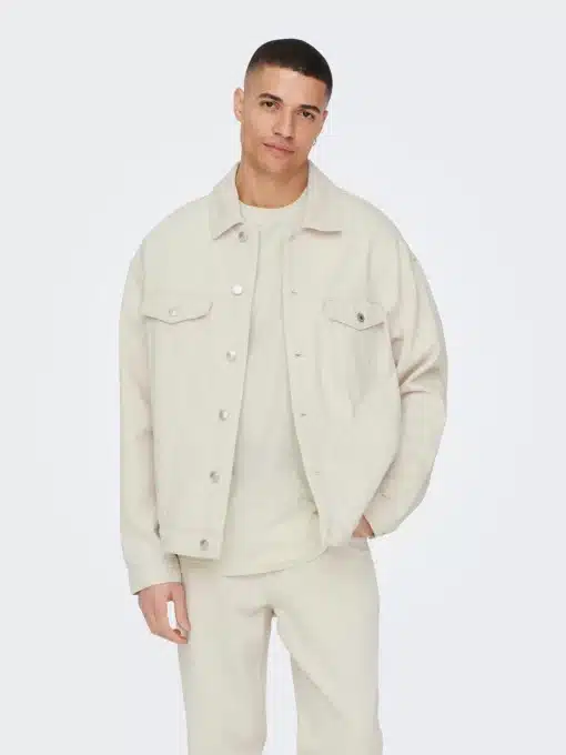 Only & Sons Rick Oversized Denim Jacket Ecru