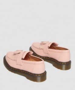 Dr. Martens Adrian Yellow Stitch Leather Tassle Loafers Peach Beige