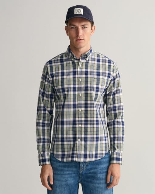 Gant Regular Fit Check Shirt Kalamata Green