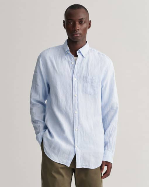 Gant Regular Fit Linen Shirt Capri Blue