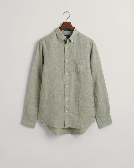 Gant Regular Fit Linen Shirt Kalamata Green