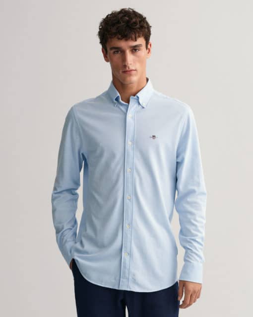 Gant Jersey Pique Shirt Capri Blue