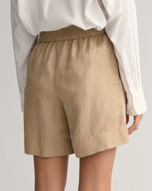 Gant Woman Linen Blend Pull-On Shorts Horn Beige