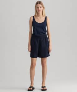 Gant Woman Linen Blend Pull-On Shorts Evening Blue