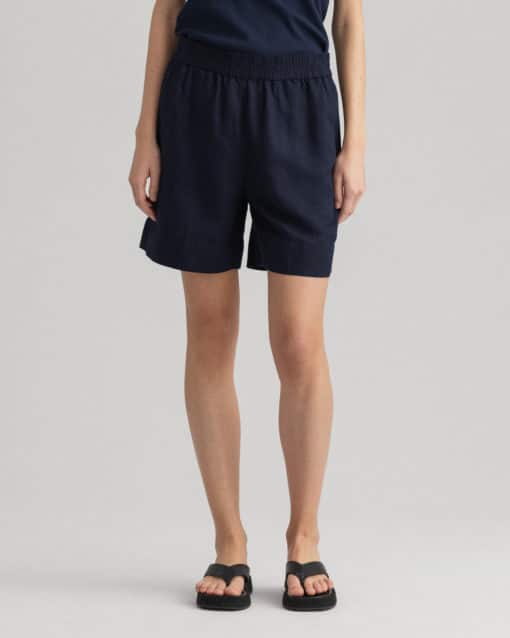 Gant Woman Linen Blend Pull-On Shorts Evening Blue
