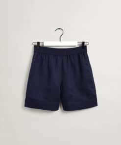 Gant Woman Linen Blend Pull-On Shorts Evening Blue