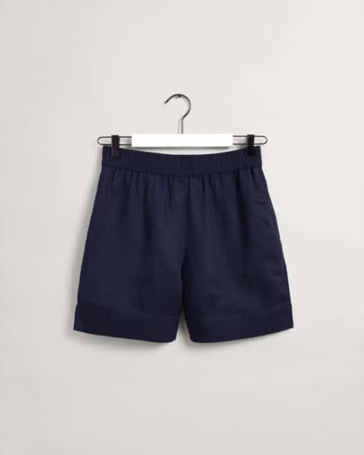 Gant Woman Linen Blend Pull-On Shorts Evening Blue