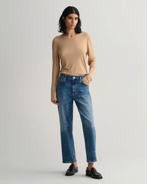 Gant Woman Relaxed Fit Jeans Mid Blue Broken In