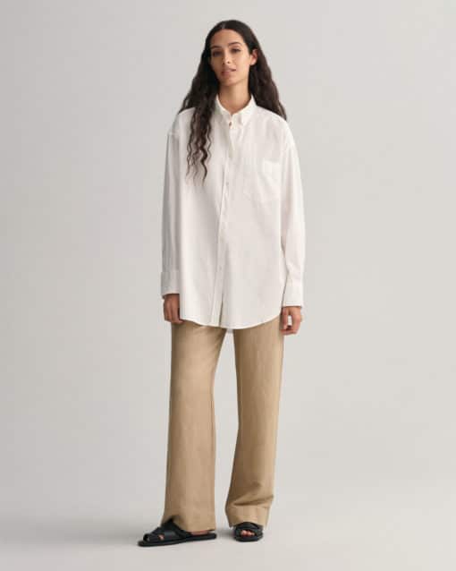 Gant Woman Linen Blend Pull-On Pants Horn Beige