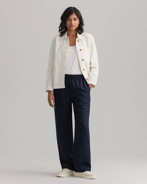 Gant Woman Linen Blend Pull-On Pants Evening Blue