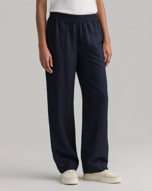 Gant Woman Linen Blend Pull-On Pants Evening Blue