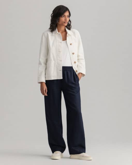 Gant Woman Linen Blend Pull-On Pants Evening Blue