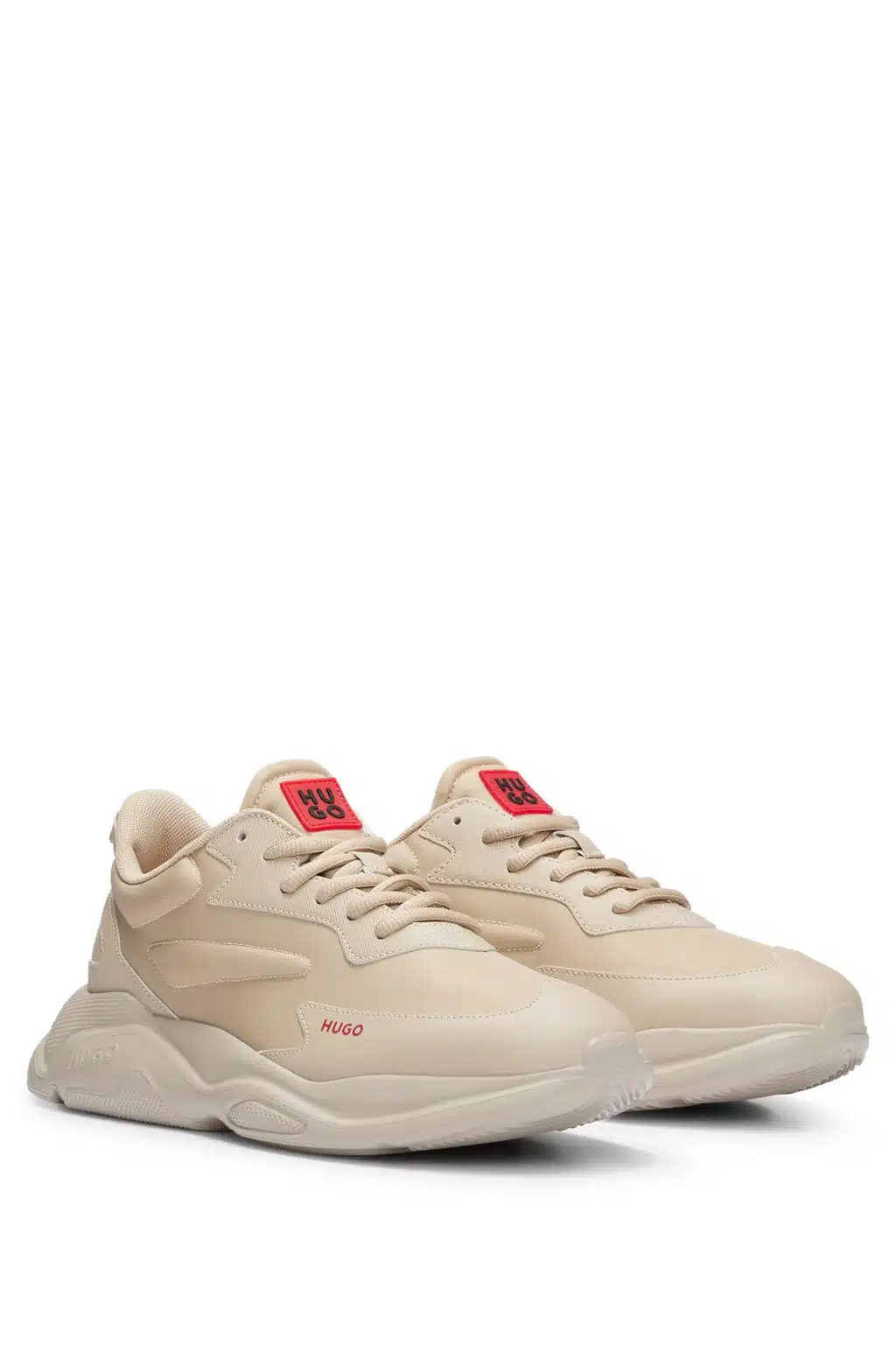 Buy Hugo Leon Mixed Materials Trainers Light Beige Scandinavian Fashion Store