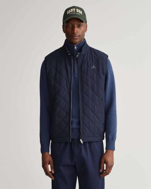 Gant Quilted Windcheat Vest Evening Blue