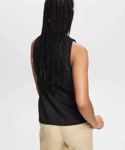 Esprit Linen Blend Top Black