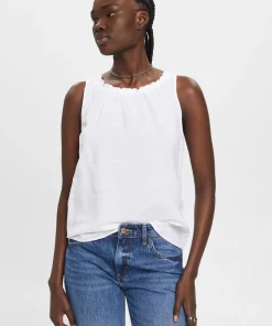 Esprit Linen Blend Top White