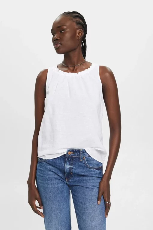 Esprit Linen Blend Top White