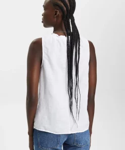 Esprit Linen Blend Top White