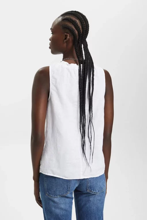 Esprit Linen Blend Top White