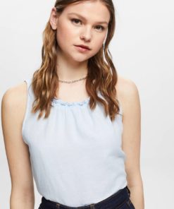 Esprit Linen Blend Top Pastel Blue