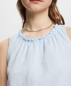 Esprit Linen Blend Top Pastel Blue