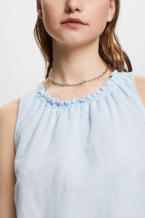 Esprit Linen Blend Top Pastel Blue