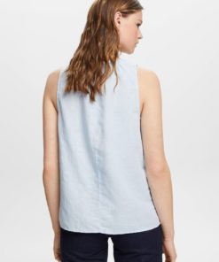 Esprit Linen Blend Top Pastel Blue