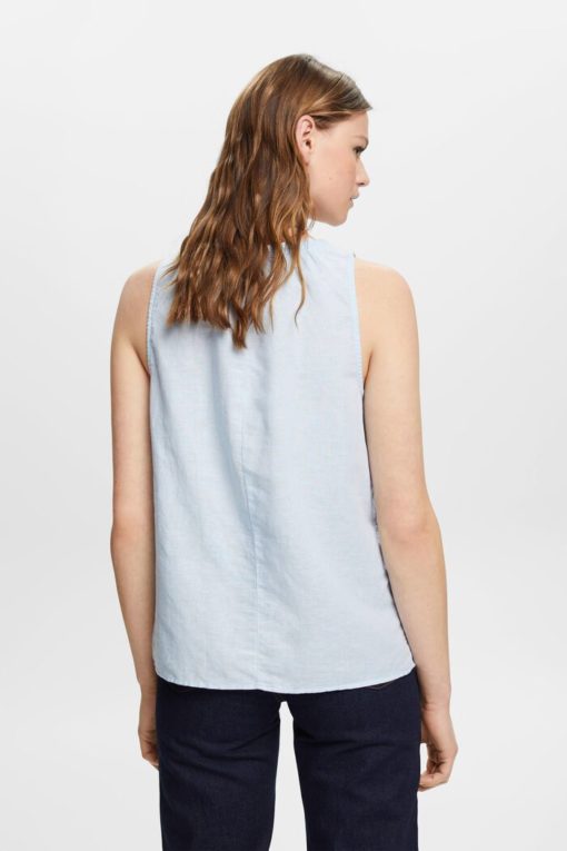 Esprit Linen Blend Top Pastel Blue