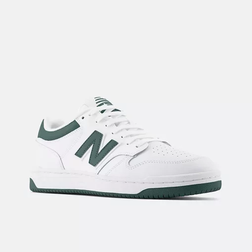 New Balance 480 White With Nightwatch Green And Light Aluminum