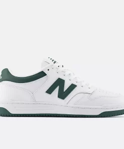New Balance 480 White With Nightwatch Green And Light Aluminum