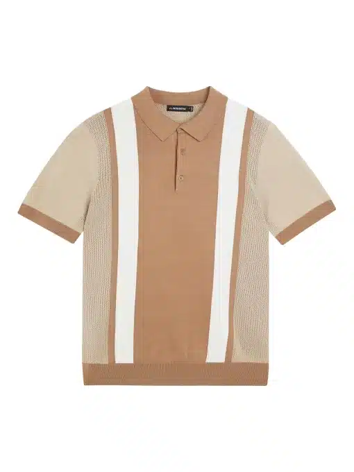 J.Lindeberg Rey Striped Polo Tiger Brown