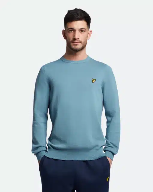 Lyle & Scott Cotton Crew Neck Jumper Skipton Blue