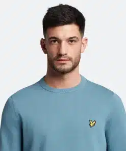 Lyle & Scott Cotton Crew Neck Jumper Skipton Blue