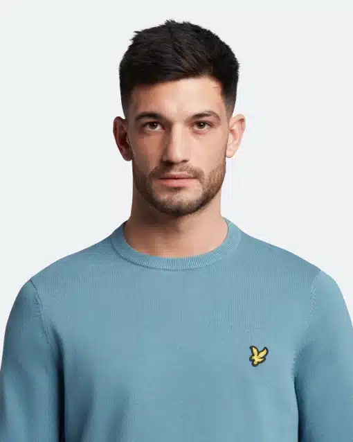Lyle & Scott Cotton Crew Neck Jumper Skipton Blue