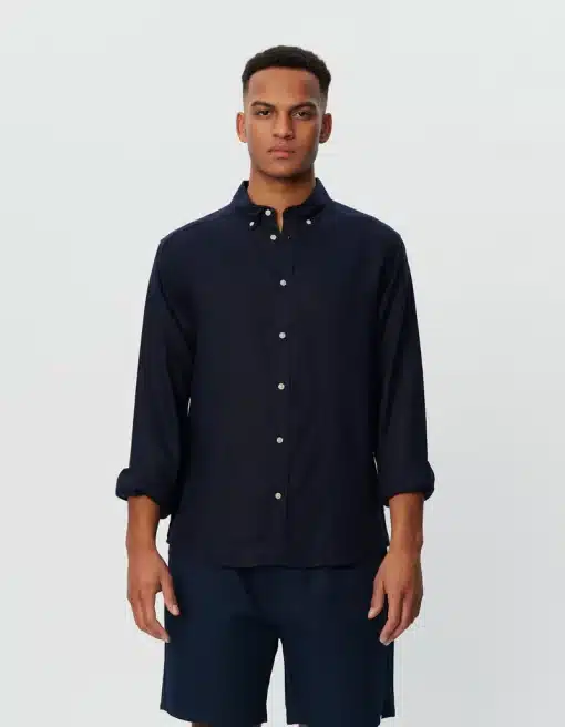 Les Deux Kristian Linen B.D. Shirt Dark Navy