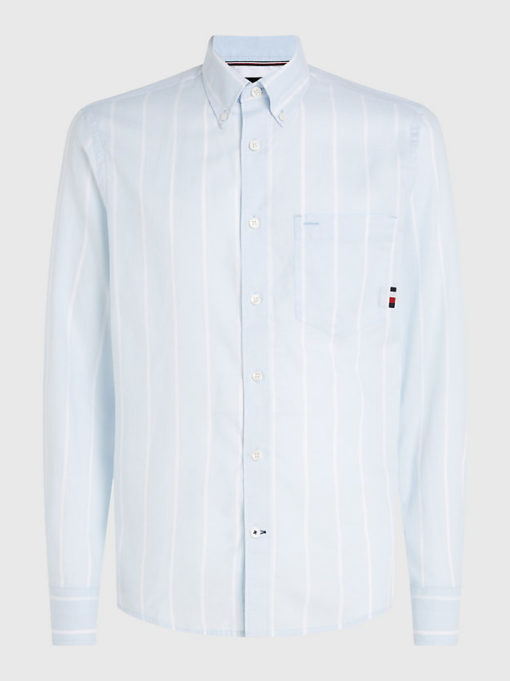 Tommy Hilfiger Oxford Stripe Shirt Breezy Blue / Optic White