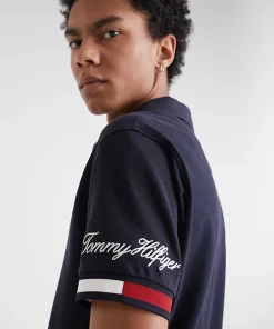 Tommy Hilfiger Signature Flag Cuff Slim Polo Desert Sky