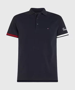Tommy Hilfiger Signature Flag Cuff Slim Polo Desert Sky