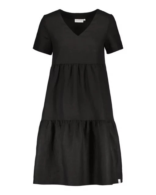 Nakoa Layered Linen Dress Black