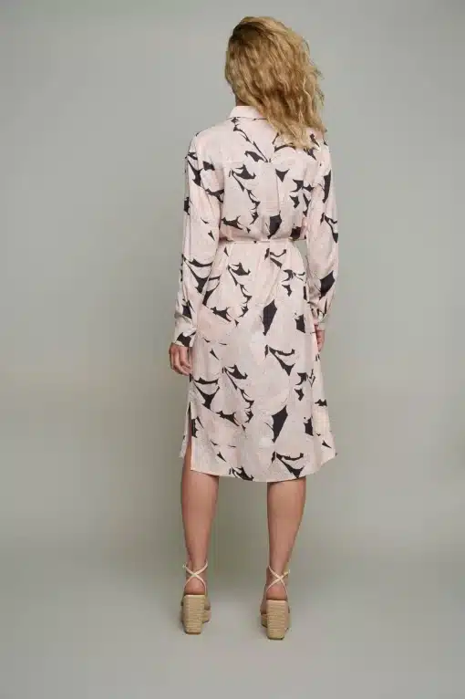 Rino & Pelle Nieva Shirt Dress Peach Tropical Leaves