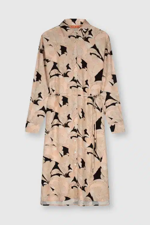 Rino & Pelle Nieva Shirt Dress Peach Tropical Leaves