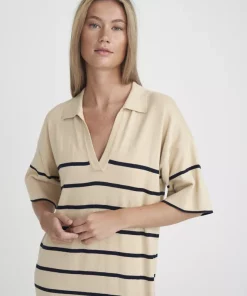 Holebrook Manuela Polo Dress Warm Sand/Navy