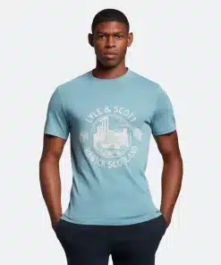 Lyle & Scott Hawick Print T-Shirt Skipton Blue