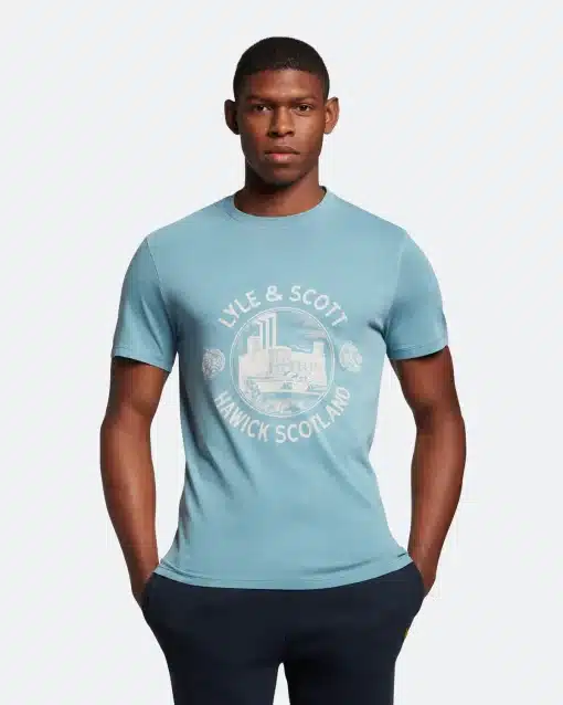 Lyle & Scott Hawick Print T-Shirt Skipton Blue