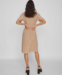 Vila Plisa V-Neck Dress Savannah Tan